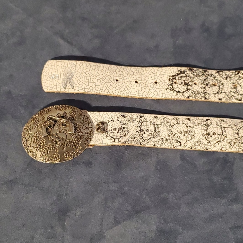 White leather belt